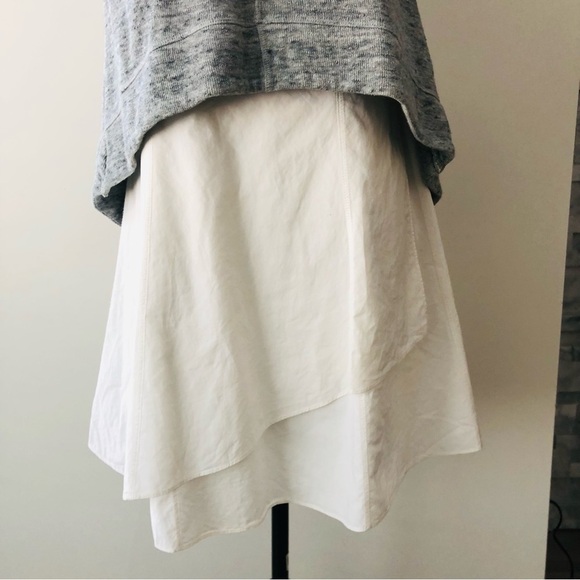 10 Crosby Derek Lam Layered Sleeveless Cotton Dress White Grey Knit 0 - Picture 6 of 9